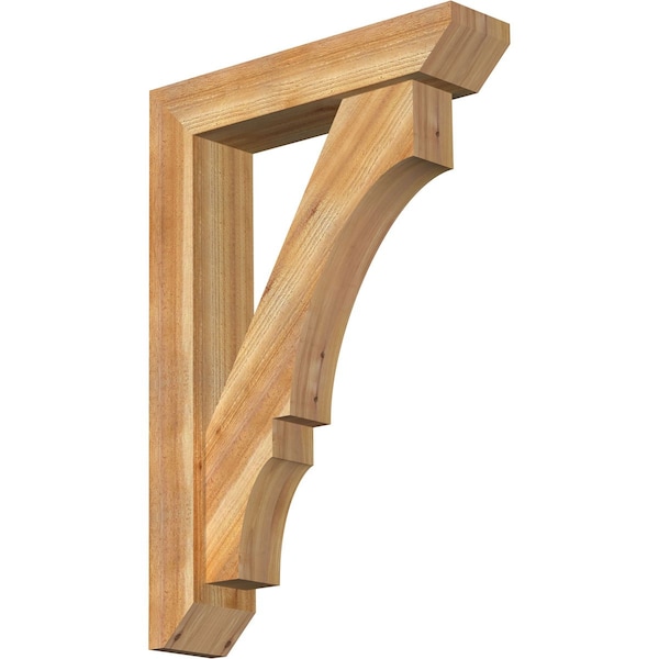 Ekena Millwork Balboa Slat Rough Sawn Bracket w/ Offset Brace, Western Red Cedar, 6"W x 26"D x 38"H BKT0604X26X38BOA06RWR - main